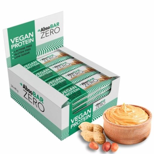 AbsoBar Zero - Mogyoróvaj, vegán fehérje szelet - 24 x 40 g / 24 db